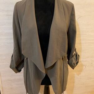 Zara Drape Parka Jacket in an olive green color.
